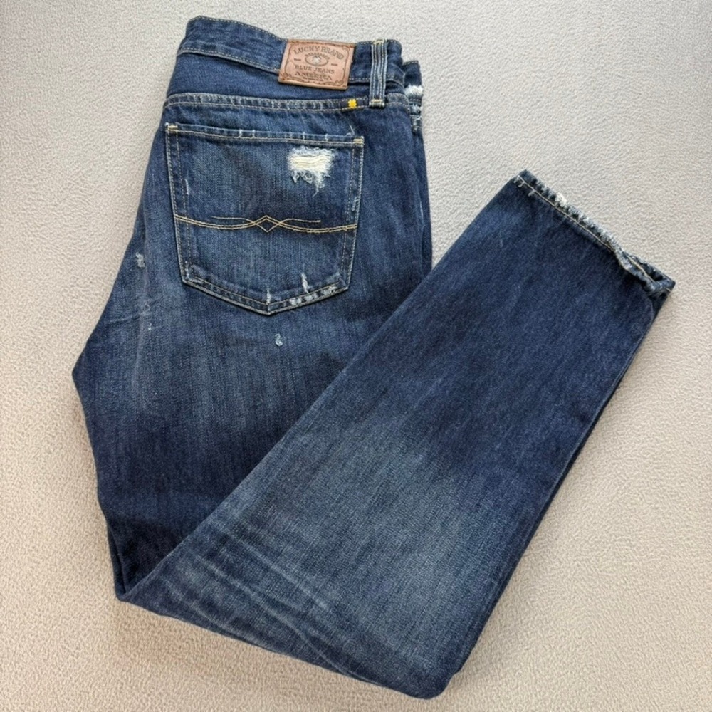 Lucky Brand Jeans Women 6/28 Blue Sienna Boyfriend Distressed‎ Seagraves Denim